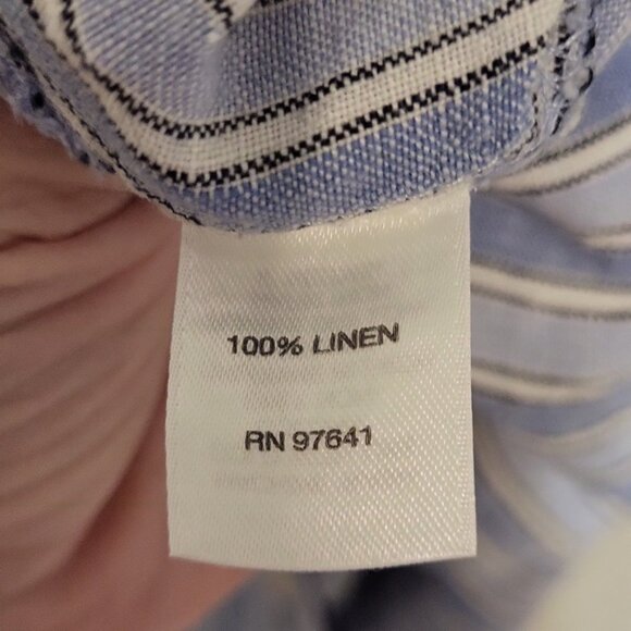 J. Jill Linen Front Button Shirt Dress Sleeves Roll up Small Collar Blue Size L - Picture 12 of 15